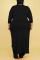 Black Casual Solid Split Joint Slit O Neck Long Sleeve Two Pieces