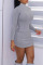Grey Sexy Solid Patchwork Turtleneck Pencil Skirt Dresses