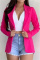 Rose Red Fashion Casual Solid Cardigan Turndown Collar Outerwear