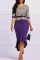 Purple Casual Elegant Print Leopard Patchwork Asymmetrical O Neck Trumpet Mermaid Dresses