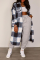 White Red Casual Plaid Split Joint Turndown Collar Outerwear