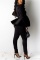 Black Fashion Ruffled Professional Uniform Two-Piece Suit