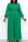 Green Fashion Casual Solid With Belt O Neck Regular Jumpsuits