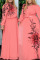 Pink Casual Sweet Solid Patchwork Asymmetrical O Neck Straight Plus Size Dresses