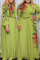 Green Casual Sweet Solid Split Joint Asymmetrical O Neck Straight Plus Size Dresses