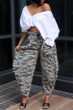 Multicolor Fashion Casual Camouflage Print Basic Regular High Waist Trousers