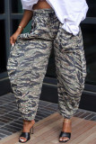 Multicolor Fashion Casual Camouflage Print Basic Regular High Waist Trousers