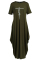 Army Green Fashion Casual Plus Size Print Asymmetrical O Neck Long Sleeve Dresses