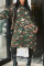 Green Fashion Casual Camouflage Print Hollowed Out O Neck Long Sleeve Dresses