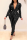 Black Fashion Slim Long-Sleeve V-Neck Two-Piece Set