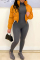 Orange Fashion Casual Solid Cardigan Mandarin Collar Outerwear