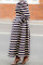Multicolor Fashion Casual Striped Patchwork Turtleneck Long Sleeve Dresses