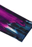 Purple Fashion Casual Print Split Joint O Neck Plus Size Two Pieces