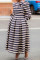 Multicolor Fashion Casual Striped Patchwork Turtleneck Long Sleeve Dresses