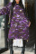 Purple Fashion Casual Camouflage Print Hollowed Out O Neck Long Sleeve Dresses