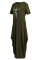 Army Green Fashion Casual Plus Size Print Asymmetrical O Neck Long Sleeve Dresses