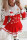 Red Fashion Casual Print Santa Claus Split Joint O Neck Long Sleeve Dresses