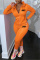Orange Fashion Casual Letter Print Solid Color Hooded Collar Long Sleeve Two Pieces