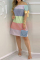 Apricot Fashion Casual Print Bandage Off the Shoulder Short Sleeve Dress Dresses