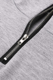Black Casual Solid Pocket Zipper Mandarin Collar Long Sleeve Two Pieces