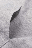 Grey Casual Solid Pocket Zipper Mandarin Collar Long Sleeve Two Pieces