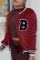 Burgundy Fashion Casual Letter Embroidered Outerwear