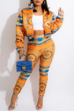 Multicolor Fashion Casual Print Cardigan Mandarin Collar Outerwear