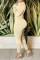 Beige Fashion Casual Solid Basic Hooded Collar Skinny Jumpsuits