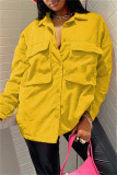Yellow Fashion Casual Solid Patchwork Turndown Collar Outerwear