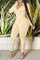 Beige Fashion Casual Solid Basic Hooded Collar Skinny Jumpsuits
