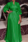 Green Elegant Solid Patchwork V Neck Straight Dresses