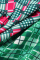 Light Blue Fashion Casual Plaid Print Patchwork Regular High Waist Skirt