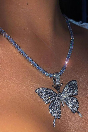 Silver Fashion Casual Butterfly Necklace Pendant