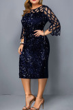 Black Gold Vintage Print Hollowed Out Patchwork See-through O Neck Straight Dresses