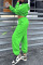 Fluorescent Green Casual Sportswear Solid Split Joint Hooded Collar Long Sleeve Two Pieces