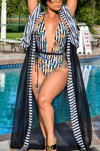 Black Sexy Fashion Printed Swimsuit Set