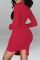 White Fashion Sexy Patchwork Hollowed Out Asymmetrical O Neck Long Sleeve Dresses