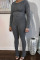 Dark Gray Casual Solid Patchwork Fold O Neck Long Sleeve Two Pieces