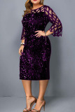 Black Gold Vintage Print Hollowed Out Patchwork See-through O Neck Straight Dresses