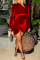 Red Sexy Solid Split Joint O Neck Irregular Dress Dresses