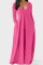 Pink Casual Solid Split Joint V Neck Straight Dresses