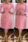 Pink Fashion Casual Solid Split Joint With Belt O Neck Long Sleeve Plus Size Dresses