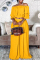 Yellow Fashion Casual Solid Split Joint Off the Shoulder Half Sleeve Two Pieces