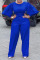 Blue Casual Solid Split Joint O Neck Straight Jumpsuits
