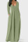 Light Green Casual Solid Split Joint V Neck Straight Dresses