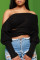 Black Sexy Casual Solid Backless Off the Shoulder Tops