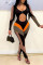 Multicolor Fashion Sexy Patchwork Hollowed Out O Neck Skinny Jumpsuits