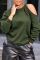 Army Green Fashion Casual Solid Ripped Hollowed Out O Neck Tops