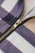 Khaki Fashion Casual Plaid Print With Belt Zipper Collar Long Sleeve Plus Size Dresses
