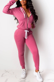 Orange Fashion Casual Zipper Hooded Sports Two-Piece Suit